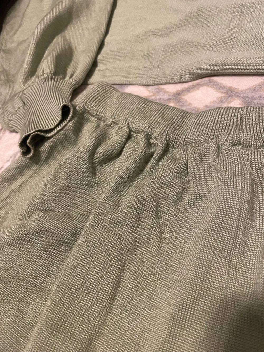Green Matching Shorts and Sweater Set